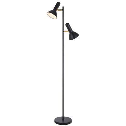 TFS 2LT FLOOR LAMP 2x25wE27max L240 W420 H1610 ON/OFF SWT ON HEAD BLACK SATIN
