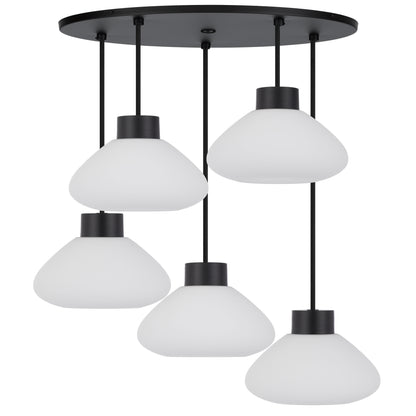 Perugia TFS 5 LIGHT PENDANT 5x25wE27max D:160 H:210 TEX:2m BLACK MATT/OPAL MATT