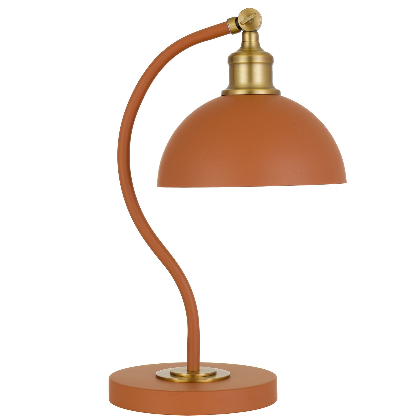 TFS TABLE LAMP 25wE27max L:285 W:200x H:415 SHADE D:200 H:190 ORANGE SATIN/ BRASS