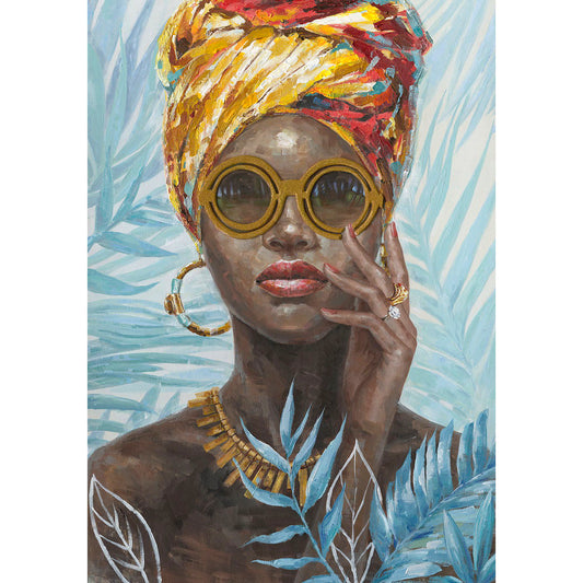 African Lady with Sunglasses Canvas Print