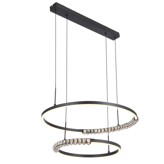 TFS 2TIER PENDANT 40wLED D:575+385 H:30 CAB.2M 1540Lm BLACK SAND/ CRYSTAL