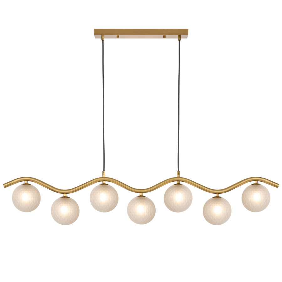 Norawood TFS 7LT PENDANT 7x6wG9max KIT L1150 W120 H200 CAB2m ANT GOLD/ FROST TEAR PATTERN