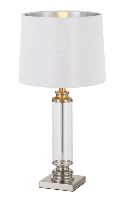 TFS TABLE LAMP 25wE27max D:300 H:650 cable2.0 line swt NICKEL/CLEAR+WHITE/SILVER
