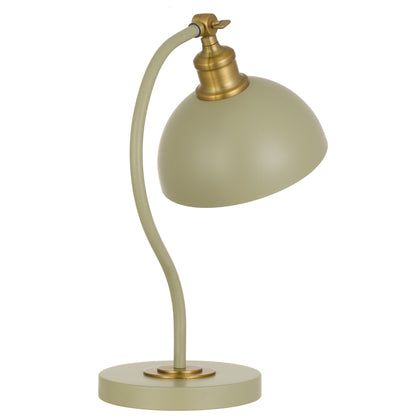 TFS TABLE LAMP 25wE27max L:285 W:200x H:415 SHADE D:200 H:190 GREEN SATIN/ BRASS