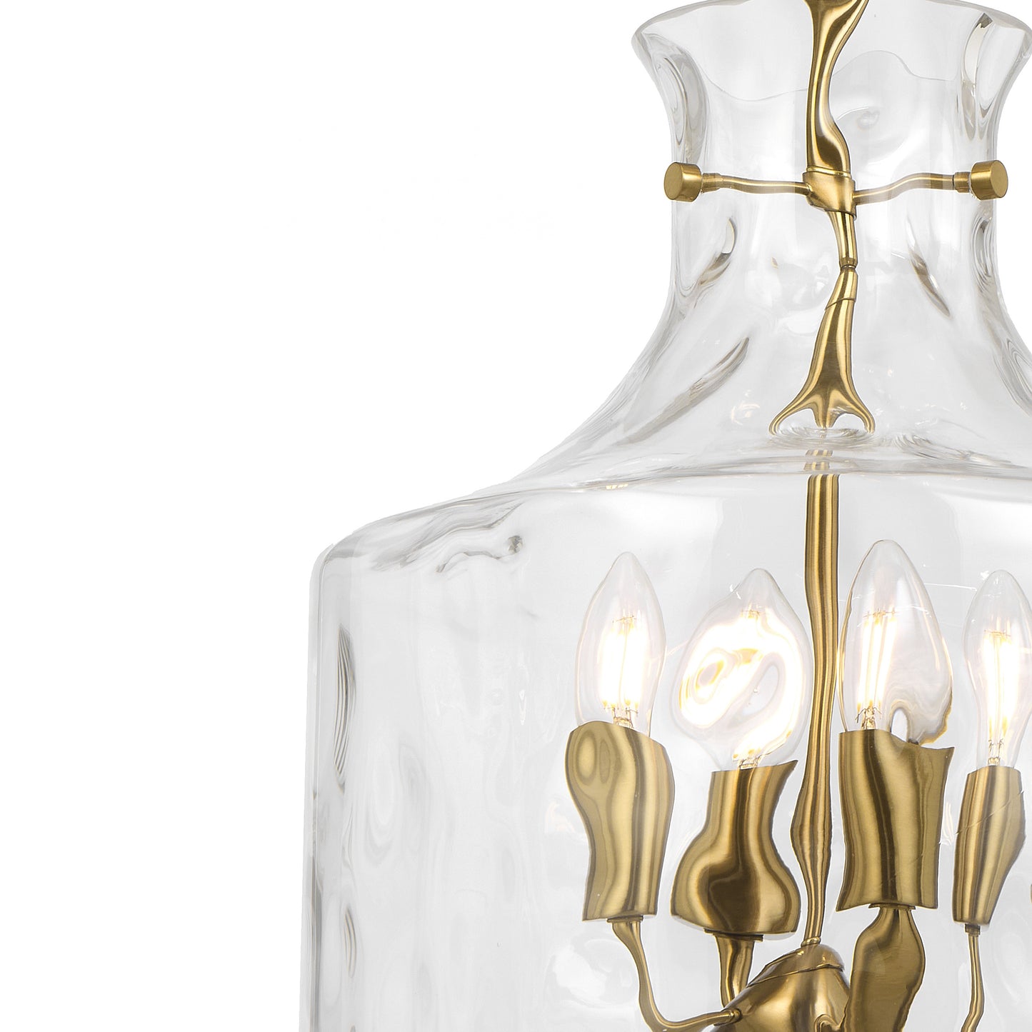 Altoville TFS 4LT PENDANT 4x25wE14max D:380 H:420 ROD 1.5m ANT GOLD / CLEAR WATER STREAK