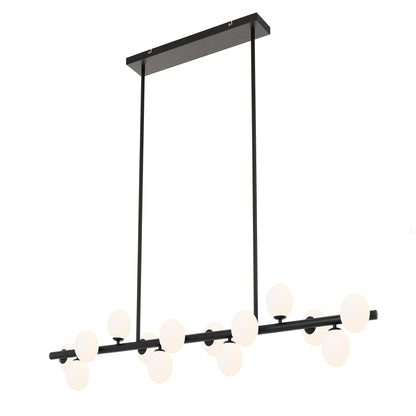 Atlanta TFS 14LTS PENDANT 14x6wG9max L1500W:245H:245 ROD:2x6001x300 BLACK FRAME/OPAL GLASS