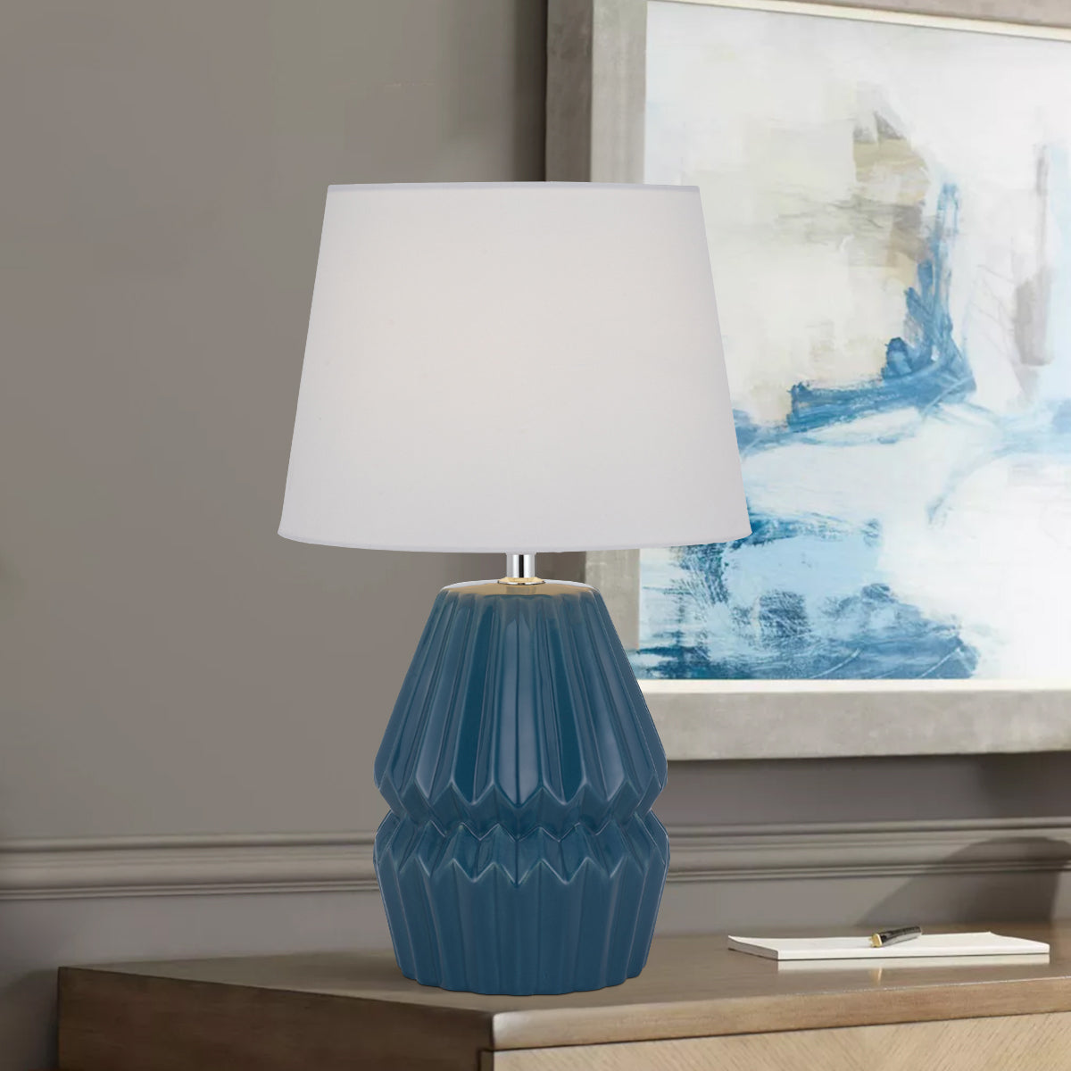 TFS CERAMIC TABLE LAMP 25wE27max H:385 D:230 BLUE/WHITE