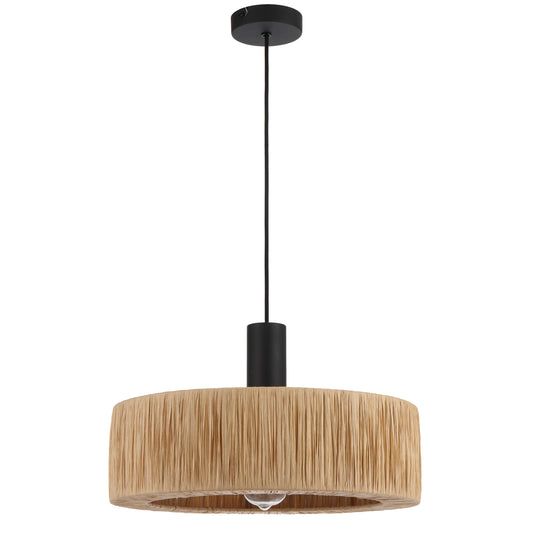TFS PENDANT 25wE27max D400 H255 cab 2m BLACK / NATURAL RAFFIA