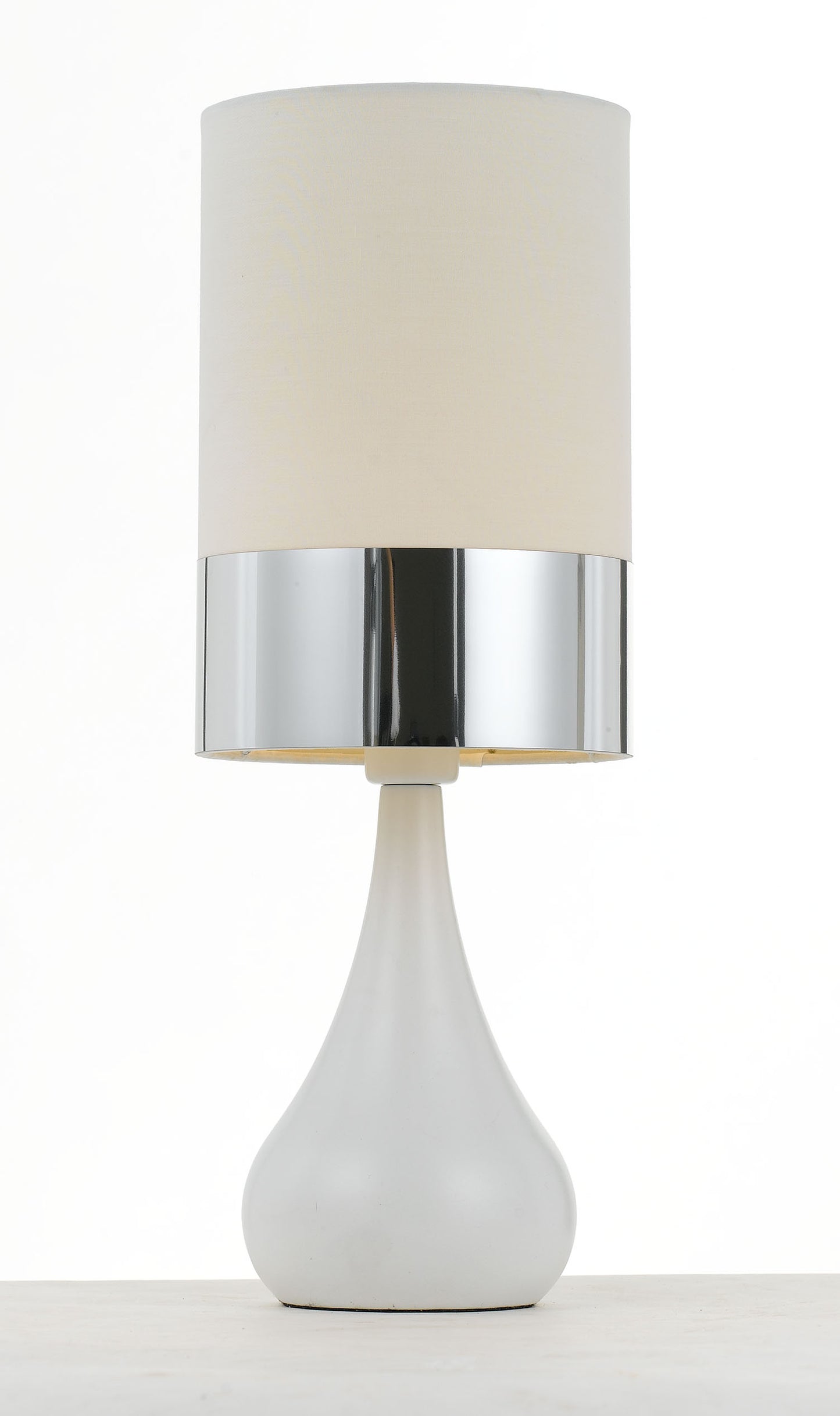 TFS CERAMIC TABLE LAMP 25wE14max D:150 H:410 WHITE/CHROME