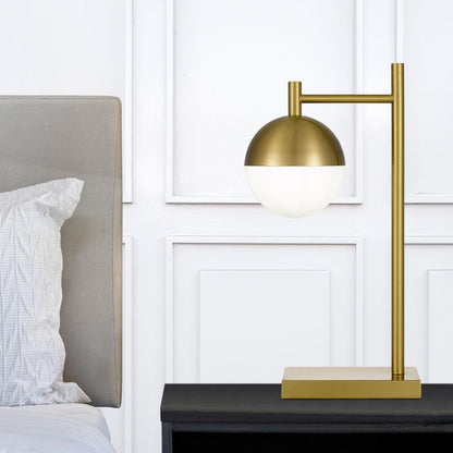 TFS TABLE LAMP 25wE27max D:200 H:500 Inline Switch ANTIQUE GOLD BASE/OPAL GLASS