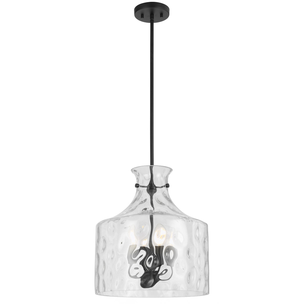 Solline TFS 4LT PENDANT 4x25wE14max D:380 H:420 ROD 1.5m BLACK MATT/ CLEAR WATER STREAK