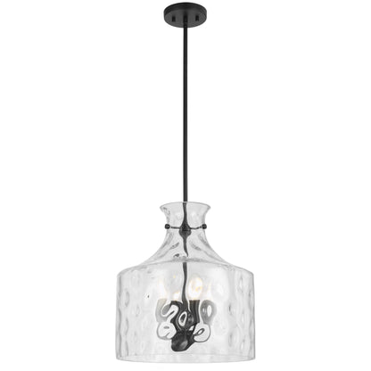 Solline TFS 4LT PENDANT 4x25wE14max D:380 H:420 ROD 1.5m BLACK MATT/ CLEAR WATER STREAK