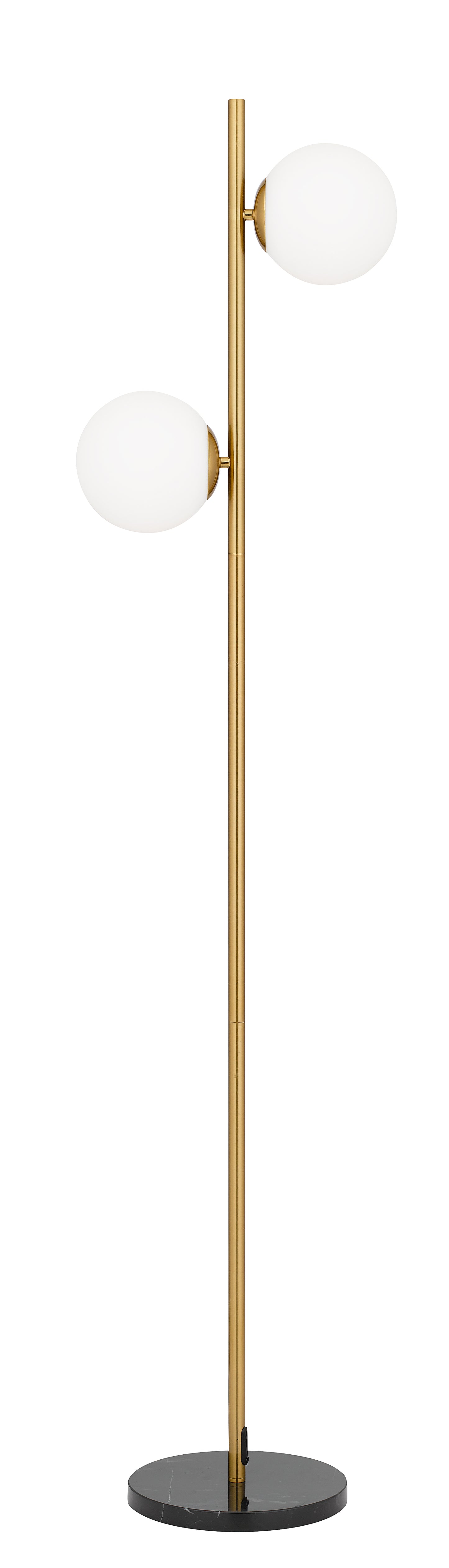 TFS 2 LIGHTS FLOOR LAMP 2x25wE27 D:240 H:150 ANT GOLD/BLCK MARBLE/OPAL MTT