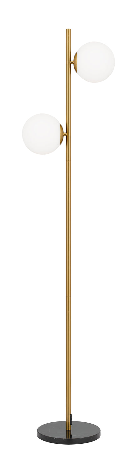 TFS 2 LIGHTS FLOOR LAMP 2x25wE27 D:240 H:150 ANT GOLD/BLCK MARBLE/OPAL MTT