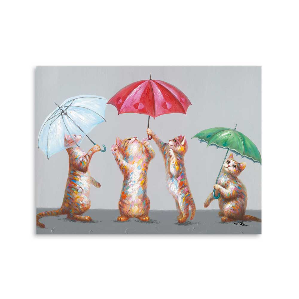 Cats w. Umbrellas Canvas Print