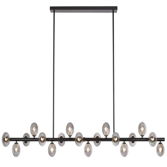 Juneau TFS 18 LTS PENDANT 18x6wG9mx L2000 W243 H245 ROD:2x6001x300 BLACK FRAME/SMOKE GLASS