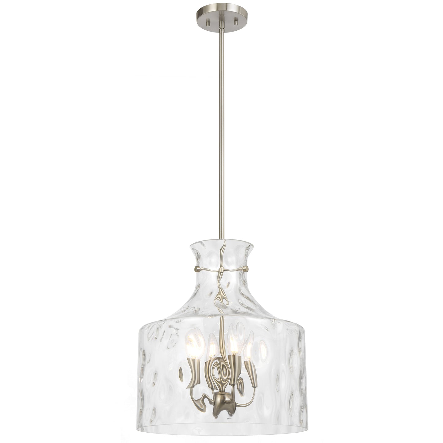 Vitamark TFS 4LT PENDANT 4x25wE14max D:380 H:420 ROD 1.5m NICKEL MAT/ CLEAR WATER STREAK