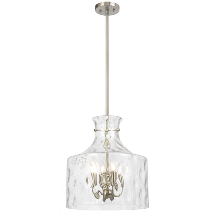 Vitamark TFS 4LT PENDANT 4x25wE14max D:380 H:420 ROD 1.5m NICKEL MAT/ CLEAR WATER STREAK