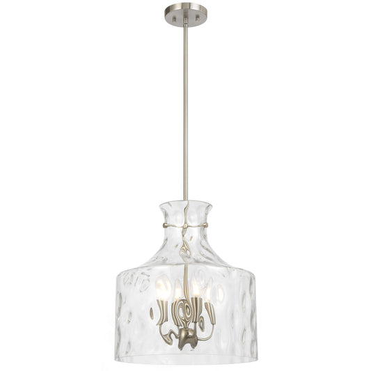 Vitamark TFS 4LT PENDANT 4x25wE14max D:380 H:420 ROD 1.5m NICKEL MAT/ CLEAR WATER STREAK