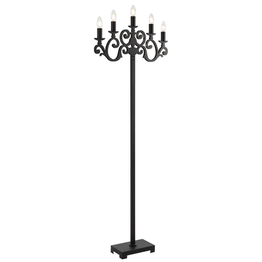 TFS FLOOR LAMP 5x25wE14max L570 W150 H200 FOOT SWTCH BLACK TEXTURED