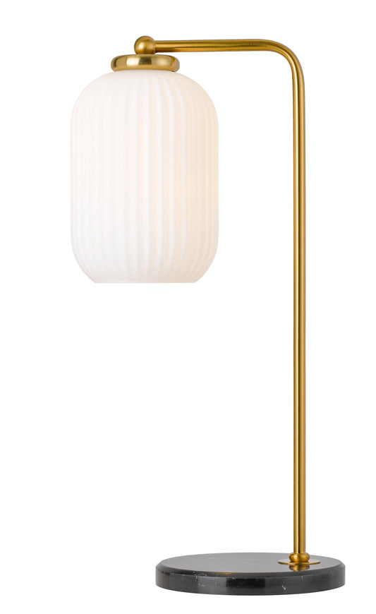 TFS TABLE LAMP 25wE27max D:140 H:520 cable2.0 line swt BLK MARBLE/ANT GOLD/OPAL