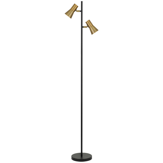 Cordoba TFS FLOOR LAMP 2x6wGU10max 294x205x1530 FOOT SWT BRASS/BLACK STN/ GOLDEN INSIDE