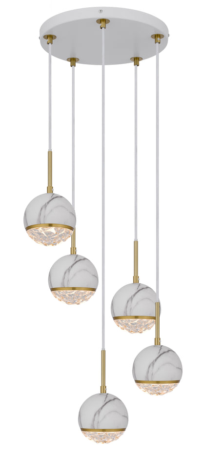 TFS 5 PENDANT 5*6wG9max not incl D110 cab:3m WHITE MARBLE LOOK / CLEAR