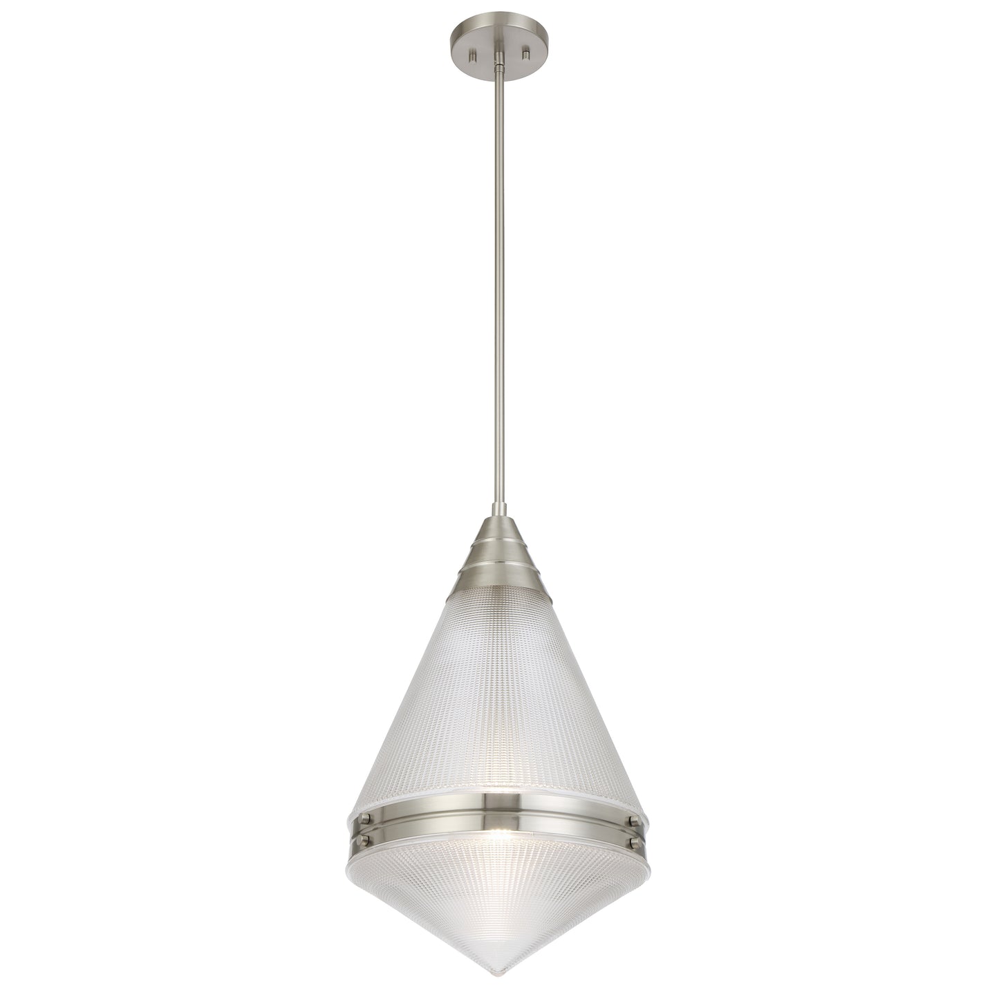 TFS 1LT PENDANT 25wE27max D:350 H:560 ROD 1.5m NICKEL MATT/ CLEAR
