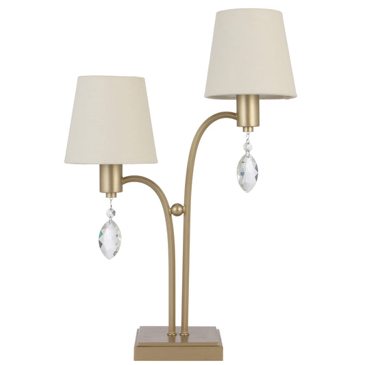TFS 2 LT TABLE LAMP 2x25wE14max L340 W140 H510 ANT SILVER/CREAM/CRYSTAL
