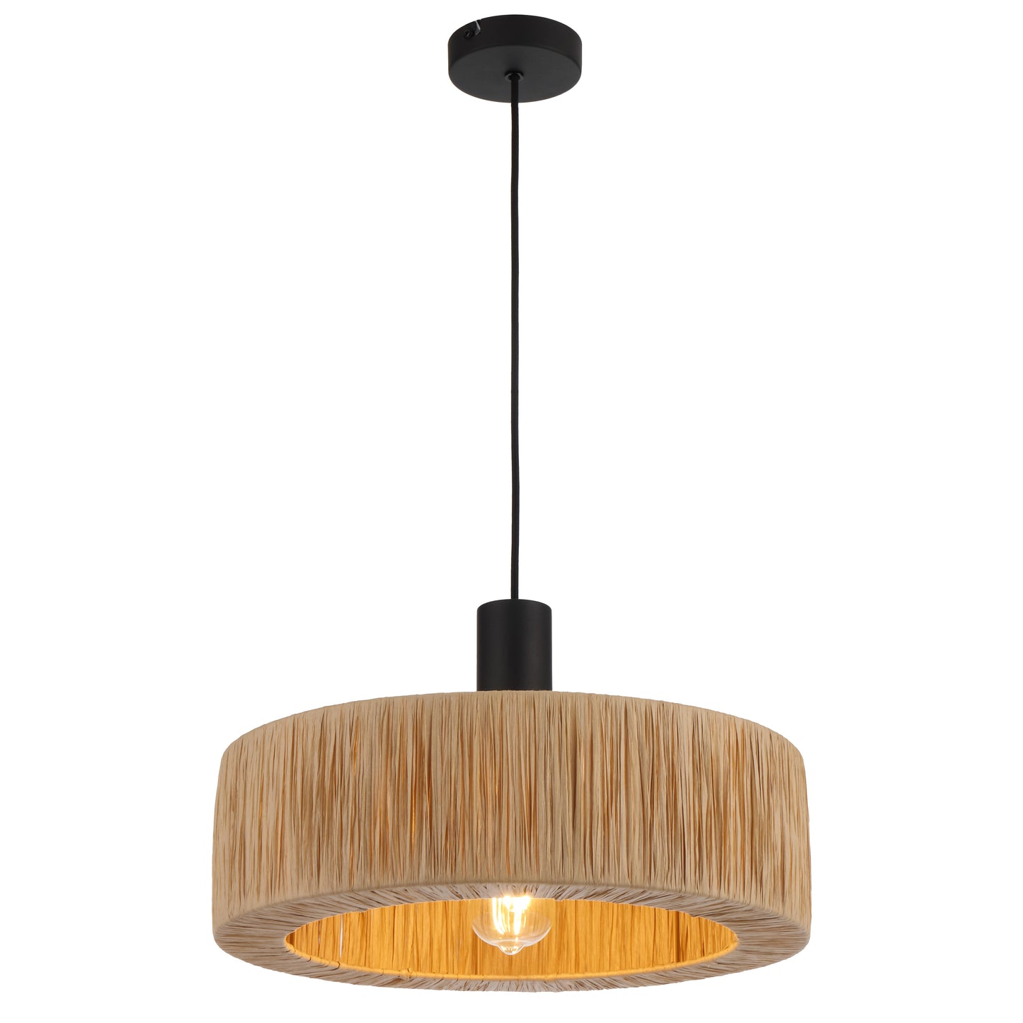 TFS PENDANT 25wE27max D400 H255 cab 2m BLACK / NATURAL RAFFIA