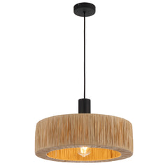 TFS PENDANT 25wE27max D400 H255 cab 2m BLACK / NATURAL RAFFIA