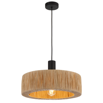 TFS PENDANT 25wE27max D400 H255 cab 2m BLACK / NATURAL RAFFIA