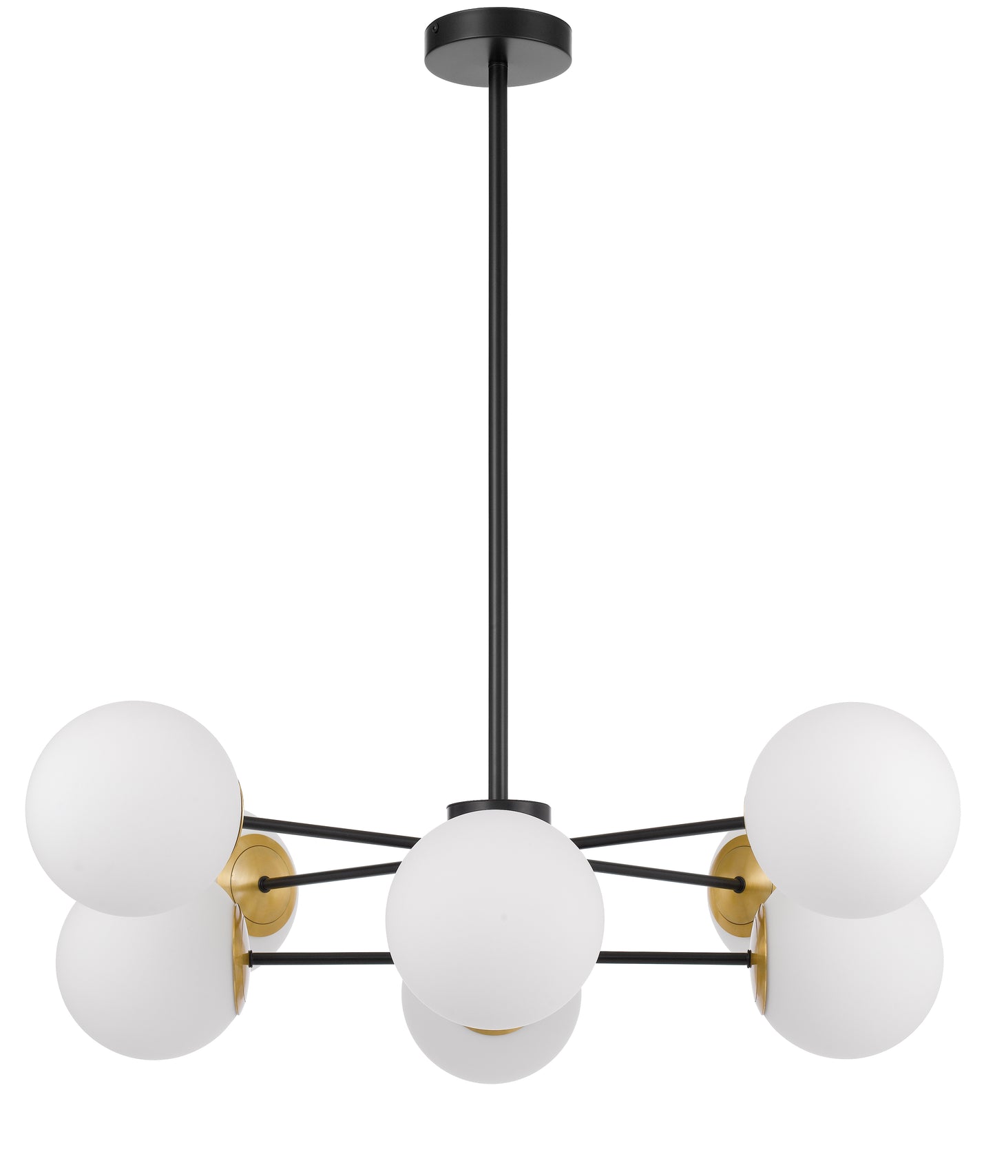 TFS 8LT PENDANT 8x25wE27 D:850 H:185 BLACK&OPAL GLASS ROD:2*600+1*300