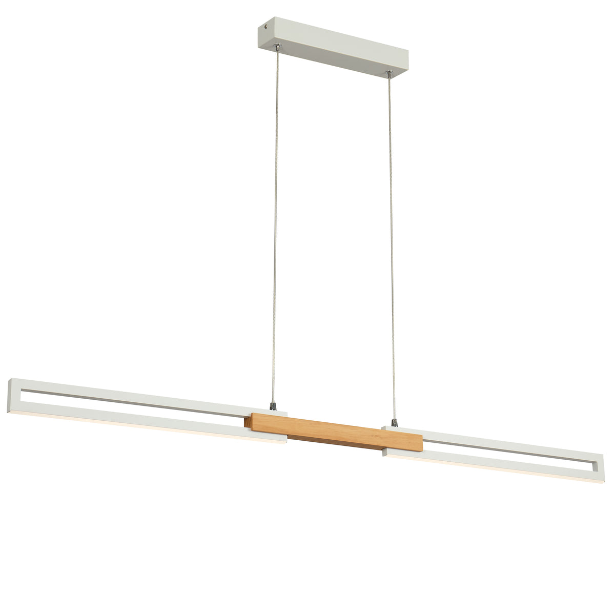 TFS 120CM LED PENDANT 28wLED 1600Lm cab.2M 3CCT WALL SWT WHITE / OAK WOOD
