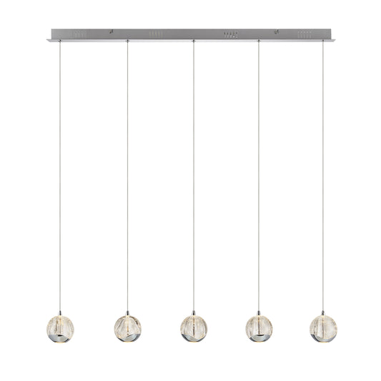 Zanoshade TFS 5 LTS BAR PENDANT 5x5wLED 3000K 1540Lm cab2M L960 W90 CHROME/BUBBLE GLASS