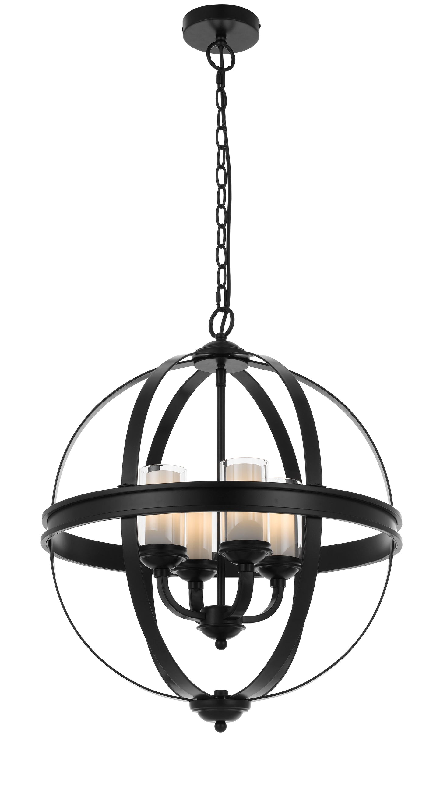 TFS PENDANT 4 x 25wE14 D:520 H:640 C:2M CLR NICKEL MATT/CLEAR&OPAL GLASS