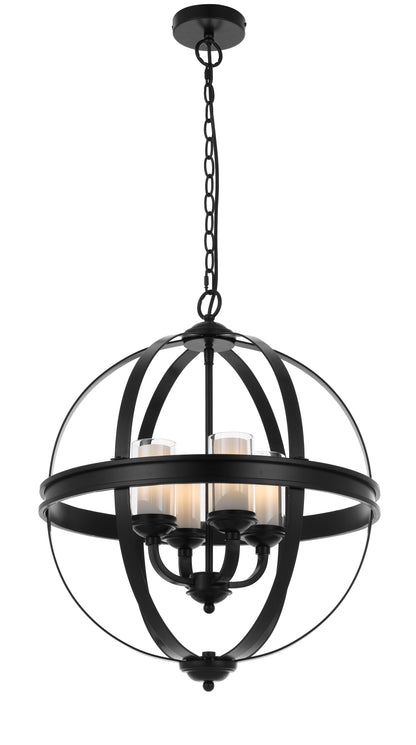 TFS PENDANT 4 x 25wE14 D:520 H:640 C:2M CLR NICKEL MATT/CLEAR&OPAL GLASS