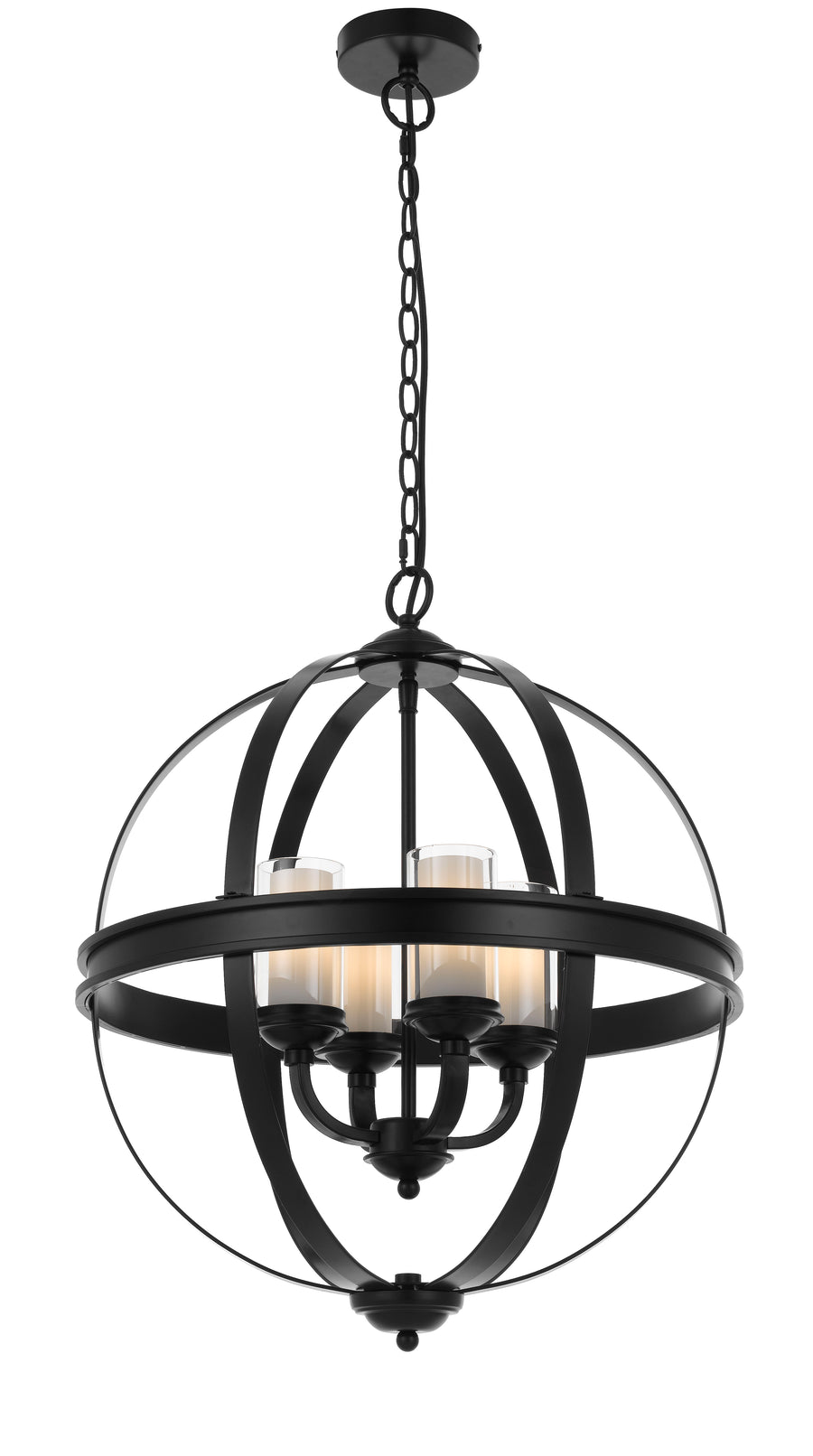 TFS PENDANT 4 x 25wE14 D:520 H:640 C:2M CLR NICKEL MATT/CLEAR&OPAL GLASS