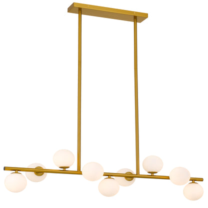 TFS 9 LTS PENDANT 9x6wG9max L1000 D236 ROD:2x600 1x300 ANT GOLD FRAME/OPAL MATT GLASS