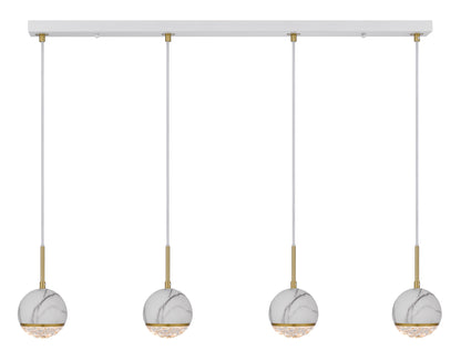 TFS 4 PENDANT 4*6wG9max not incl D110 cab:2m WHITE MARBLE LOOK / CLEAR