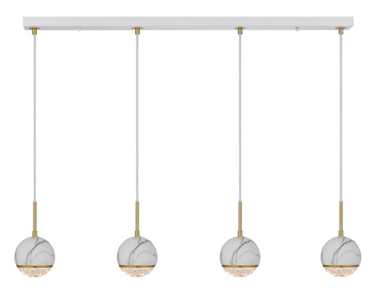 TFS 4 PENDANT 4*6wG9max not incl D110 cab:2m WHITE MARBLE LOOK / CLEAR