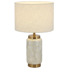 Bellamark TFS TABLE LAMP 25wE27max D320 H530 INLINE SWT WHITE SHELL / GOLD / WHITE