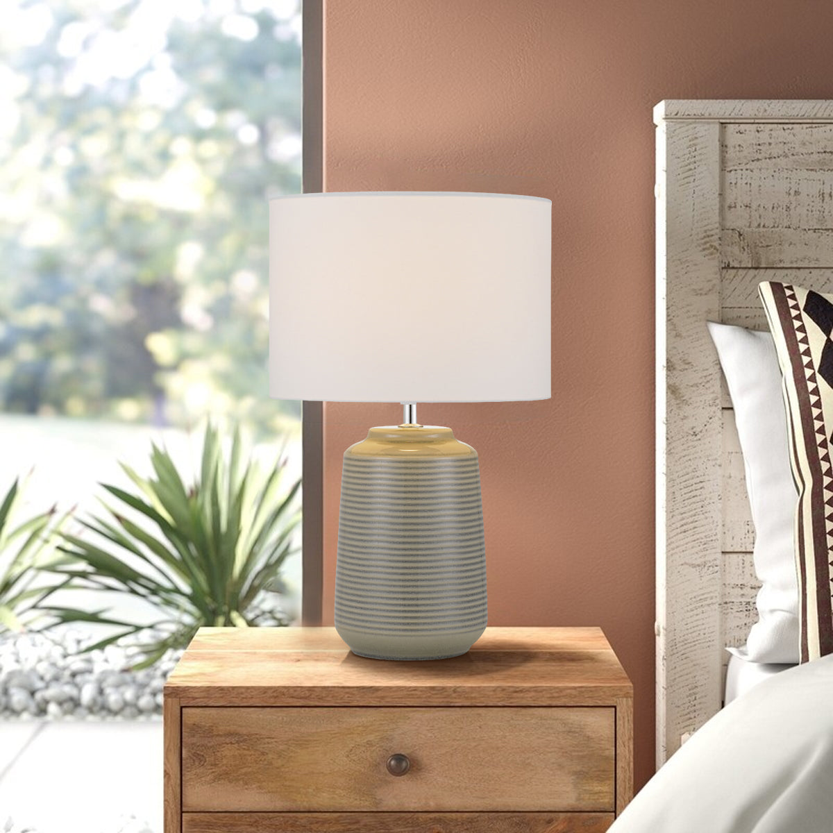 TFS CERAMIC TABLE LAMP 25wE27max H:425 D:260 GREY/WHITE