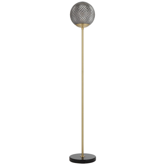 TFS FLOOR LAMP 25wE27max D:250 H:154 foot swtch BLACK MARBLE/SMOKE GLASS