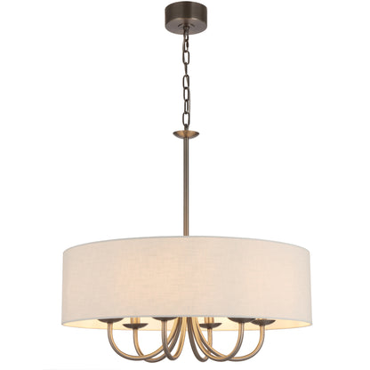 Noraton TFS 6LT PENDANT 6x25wE14max D700 H650 chain 2M DARK NICKEL MATT/ IVORY LINEN