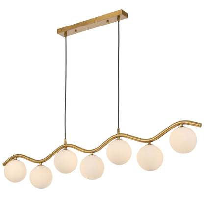 Lumowood TFS 7LT PENDANT 7x6wG9max KIT L1150 W120 H200 CAB2m ANT GOLD/ OPAL MATT