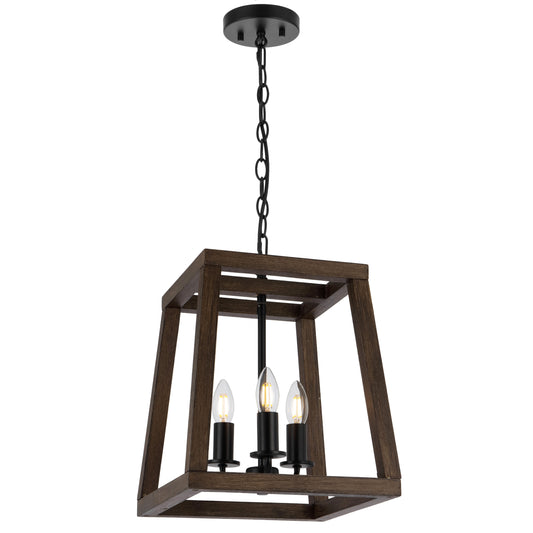 TFS 3 LT PENDANT 3x25wE14 W305 L305 H400 CHAIN 2M BLACK MATT / WALNUT TIMBER