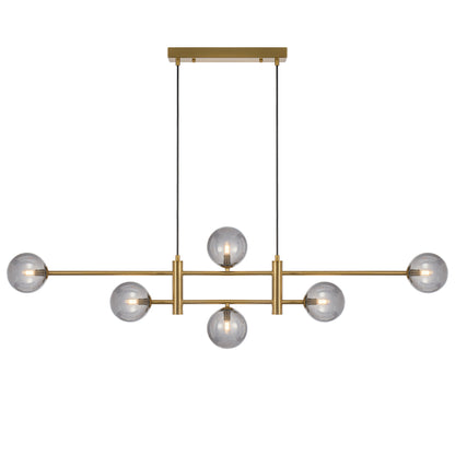 Foggia TFS 6LT PENDANT 6x6wG9max KIT L1300 W120 H355 CAB2m ANT GOLD/ SMOKE