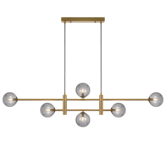 Foggia TFS 6LT PENDANT 6x6wG9max KIT L1300 W120 H355 CAB2m ANT GOLD/ SMOKE