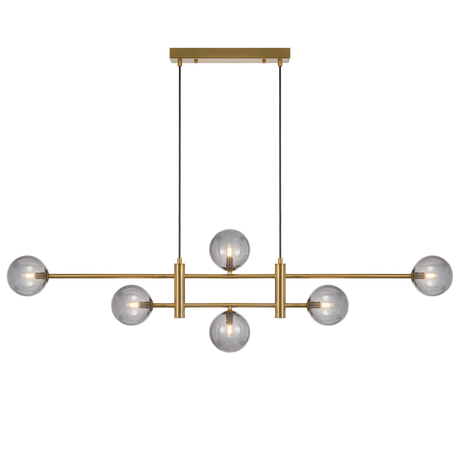 Foggia TFS 6LT PENDANT 6x6wG9max KIT L1300 W120 H355 CAB2m ANT GOLD/ SMOKE